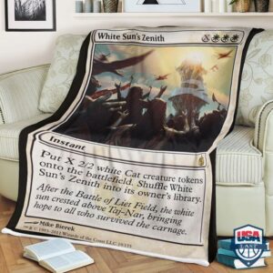 Mtg Magic The Gathering White Sun S Zenith Fleece Blanket