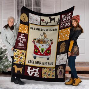 On A Dark Desert Highway Goldendoodle Fleece Blanket