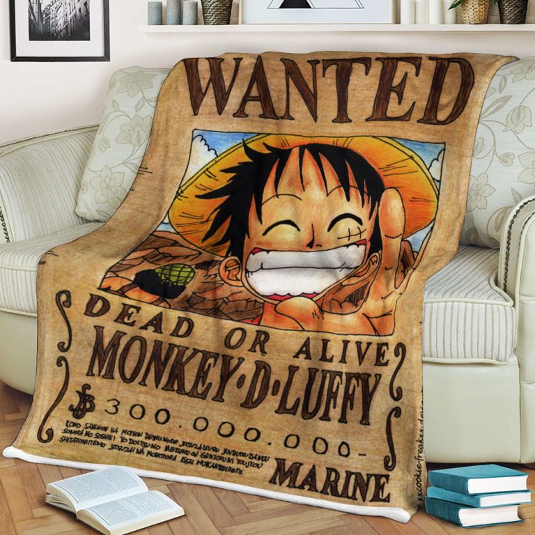 One-Piece-Wanted-Dead-Or-Alive-Monkey-D.-Luffy-Blanket-1