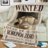 One Piece Wanted Dead Or Alive Roronoa Zoro Blanket