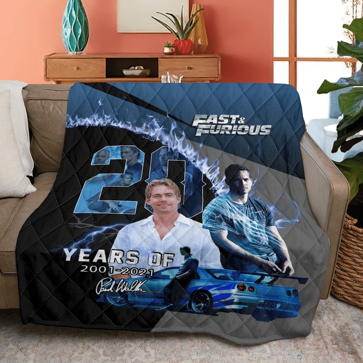 Paul-Walker-Fast-And-Furious-20-Years-Of-2001-2021-Quilt-Blanket-1