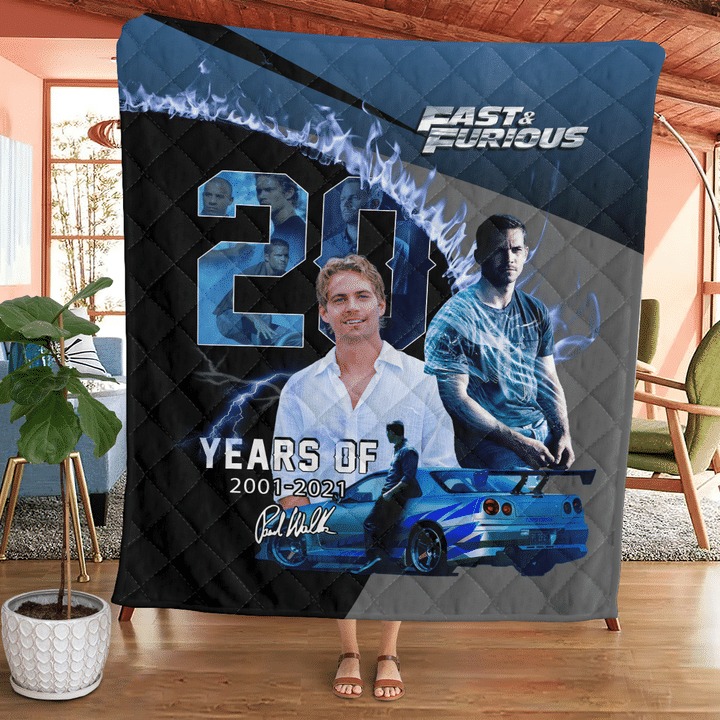 Paul-Walker-Fast-And-Furious-20-Years-Of-2001-2021-Quilt-Blanket-2