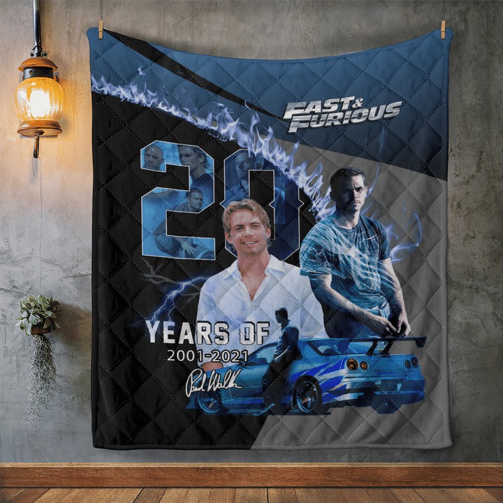 Paul-Walker-Fast-And-Furious-20-Years-Of-2001-2021-Quilt-Blanket-3