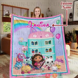 Personalized Gabbys Dollhouse Birthday Party Blanket