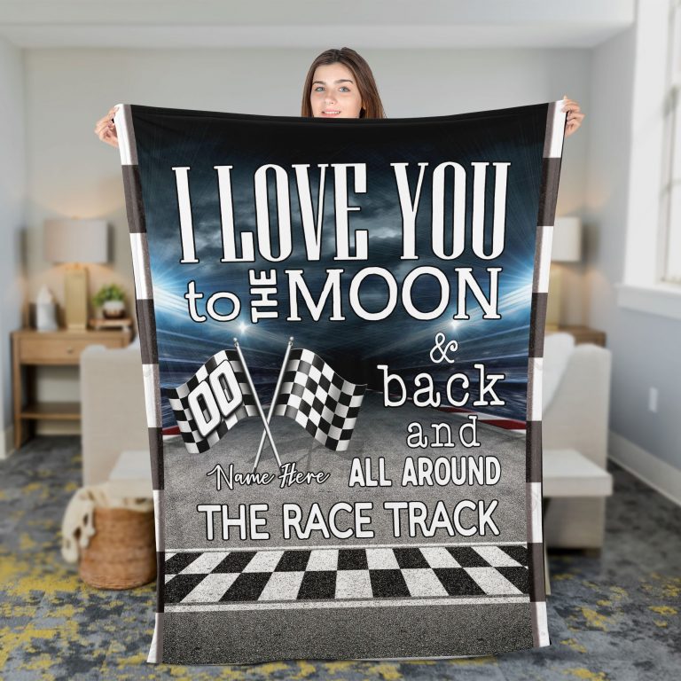 Personalized-The-Race-Track-I-Love-You-To-The-Moon-And-Back-Custom-Name-And-Number-Fleece-Blanket-1