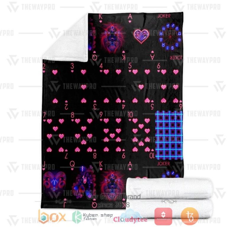 Playing-Card-Zodiac-Neon-Custom-Pink-Soft-Blanket-2