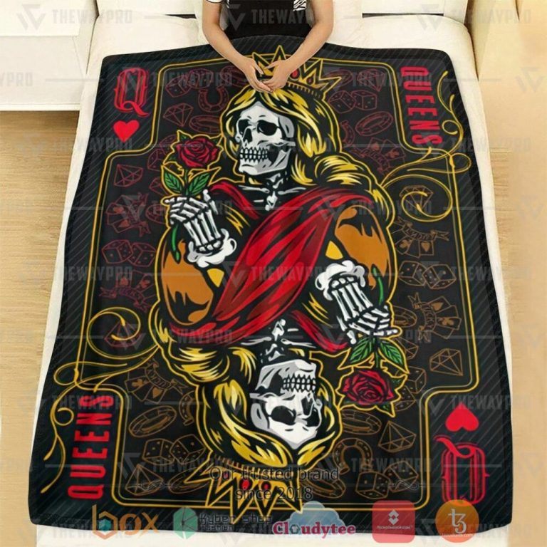 Playing-Cards-The-Queen-Custom-Soft-Blanket-1