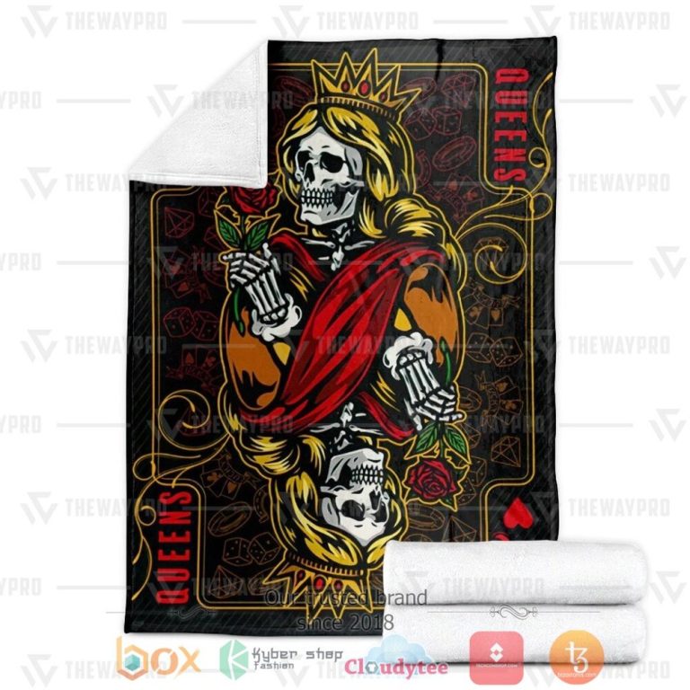 Playing-Cards-The-Queen-Custom-Soft-Blanket-2