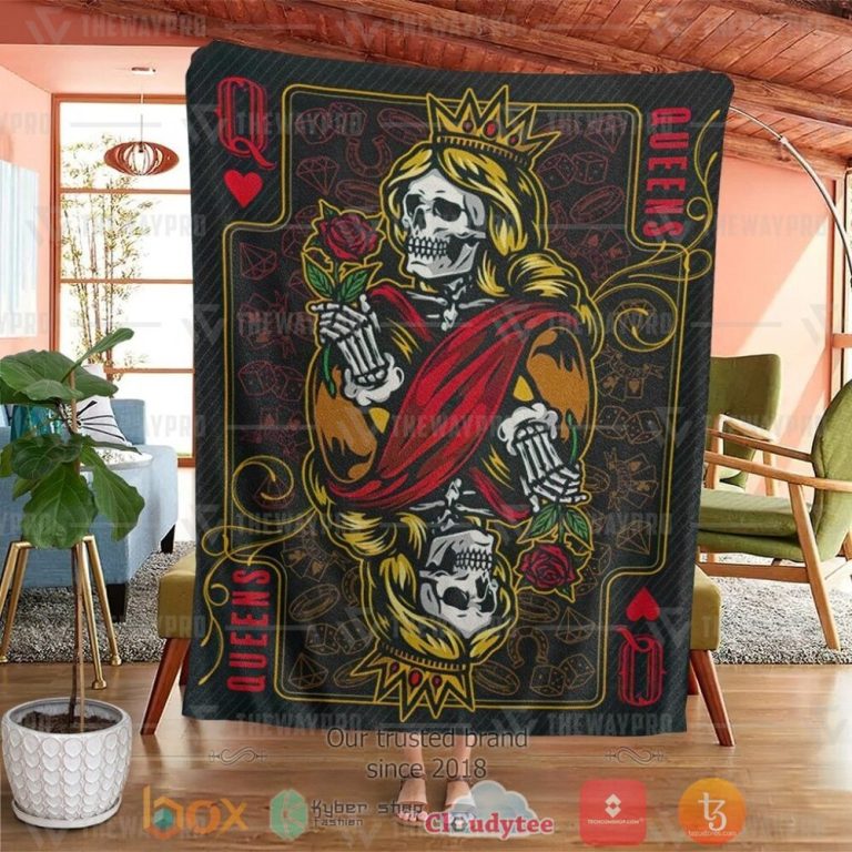 Playing-Cards-The-Queen-Custom-Soft-Blanket-3