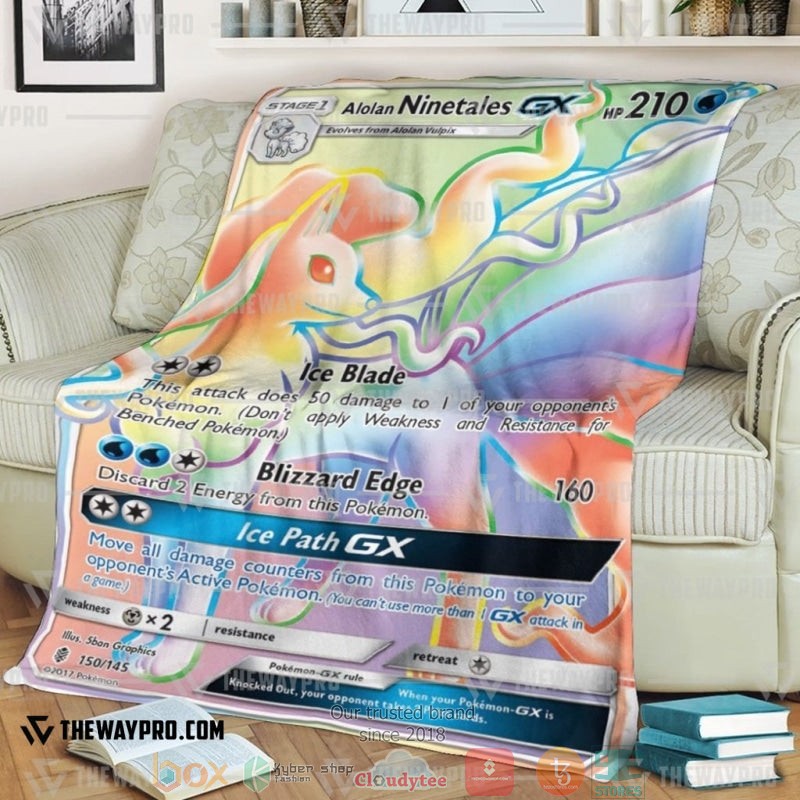 Pokemon Alolan Ninetales Gx Guardians Rising Soft Blanket Pokemon Alolan Ninetales Gx Guardians Rising Soft Blanket