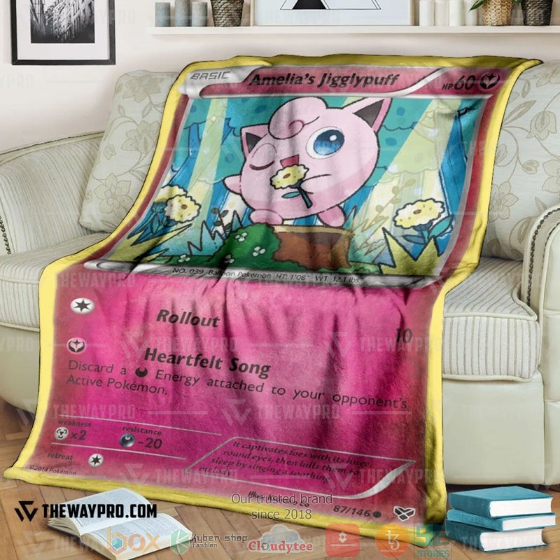 Pokemon Amelias Jigglypuff First Edition Soft Blanket Pokemon Amelias Jigglypuff First Edition Soft Blanket
