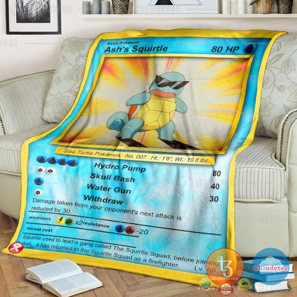 Pokemon Ashs Squirtle Blanket Pokemon Ashs Squirtle Blanket