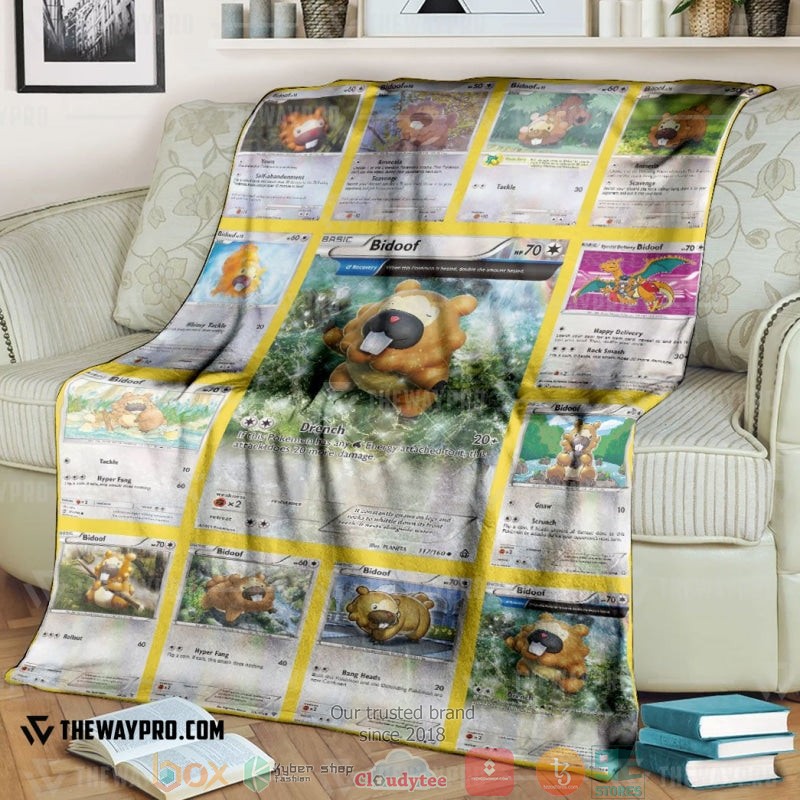 Pokemon Bidoof Cards Soft Blanket Pokemon Bidoof Cards Soft Blanket