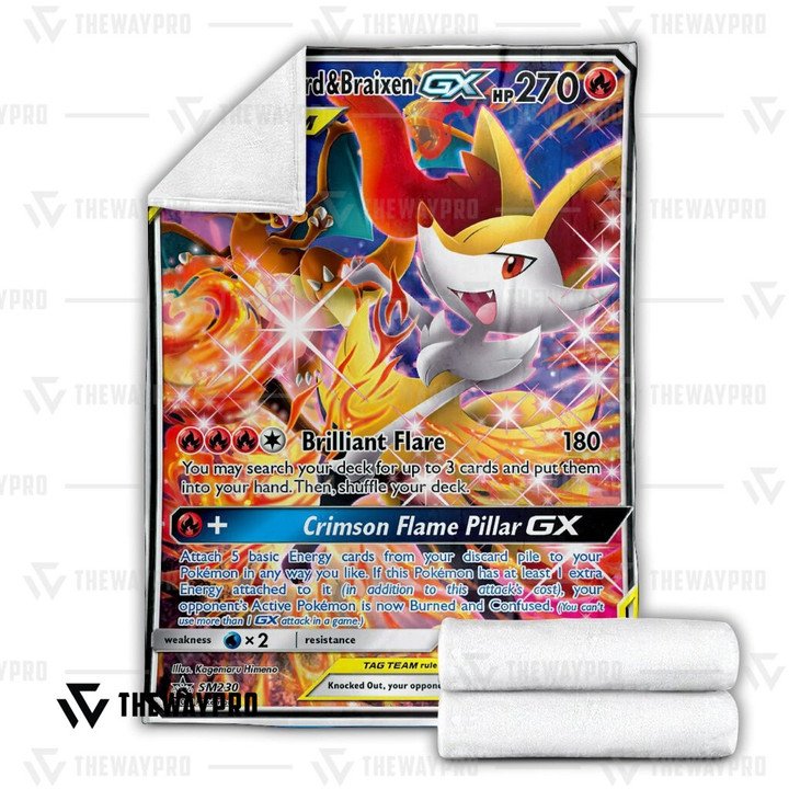 Pokemon-Charizard-And-Braixen-Gx-Bedding-Set-And-Quilt-Blanket-2