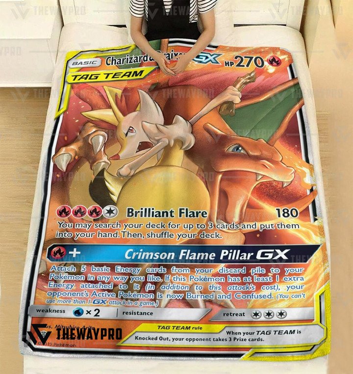 Pokemon-Charizard-Braixen-Gx-Cosmic-Eclipse-Bedding-Set-And-Quilt-Blanket-1