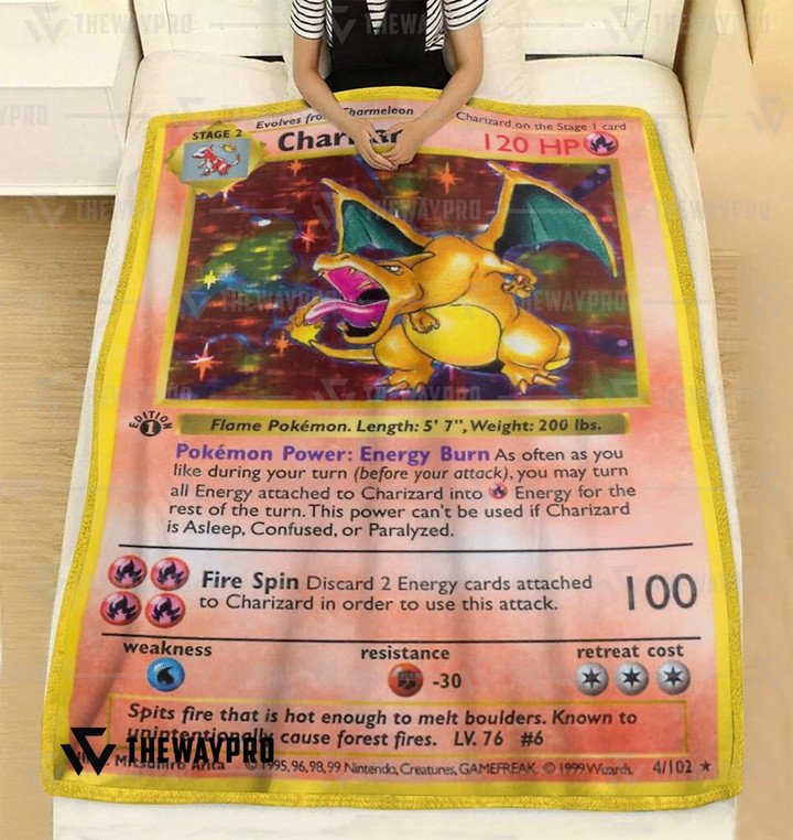 Pokemon-Charizard-Card-Bedding-Set-And-Quilt-Blanket-1