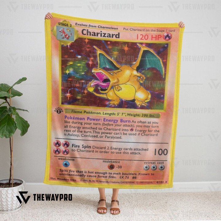 Pokemon-Charizard-Card-Bedding-Set-And-Quilt-Blanket-3