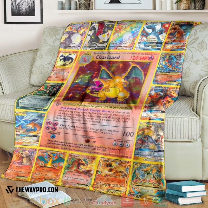 Pokemon Charizard Cards Soft Blanket Pokemon Charizard Cards Soft Blanket
