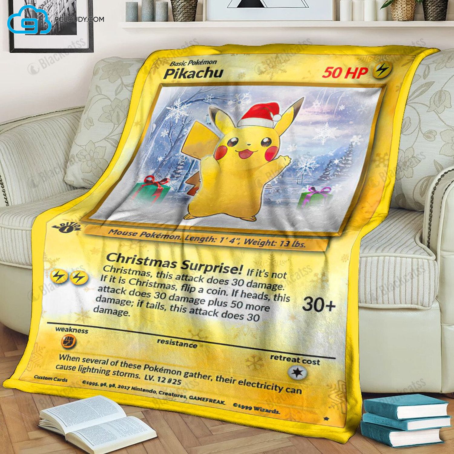 Pokemon Christmas Pikachu Full Print Soft Blanket Pokemon Christmas Pikachu Full Print Soft Blanket