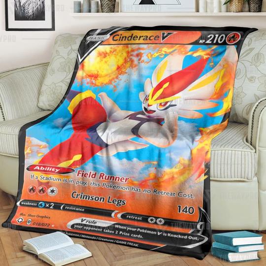 Pokemon Cinderace V Shining Fates Soft Blanket Pokemon Cinderace V Shining Fates Soft Blanket