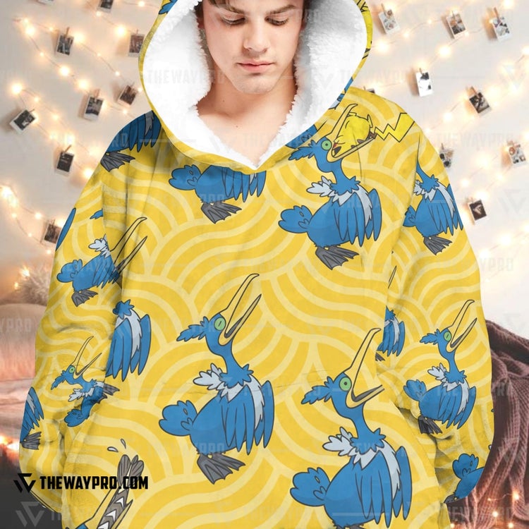 Pokemon Cramorant Fleece Hoodie Blanket Pokemon Cramorant Fleece Hoodie Blanket
