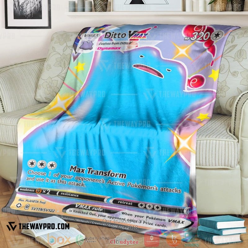 Pokemon Ditto Vmax Shining Fates Soft Blanket Pokemon Ditto Vmax Shining Fates Soft Blanket
