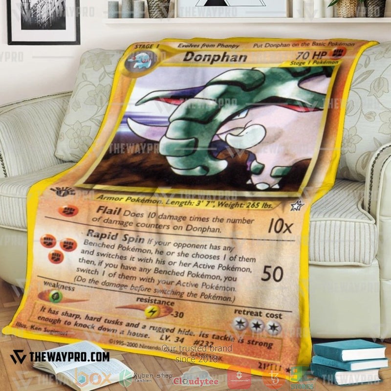 Pokemon Donphan Neo Genesis Soft Blanket Pokemon Donphan Neo Genesis Soft Blanket