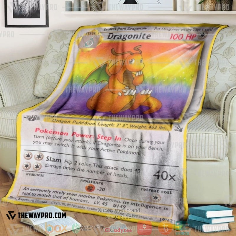 Pokemon Dragonite 1St Edition Soft Blanket Pokemon Dragonite 1St Edition Soft Blanket