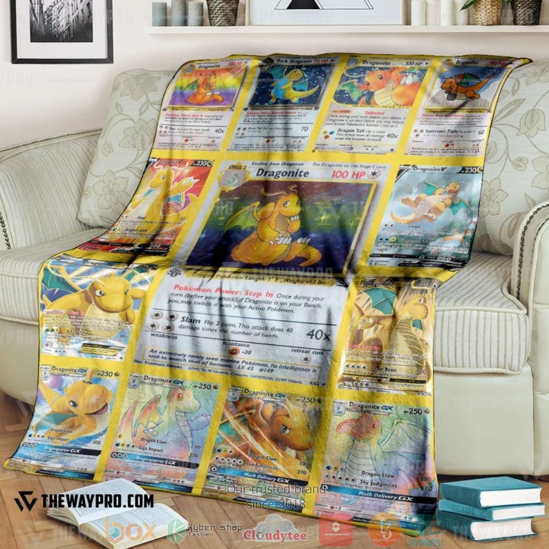 Pokemon Dragonite Cards Version 2 Soft Blanket Pokemon Dragonite Cards Version 2 Soft Blanket