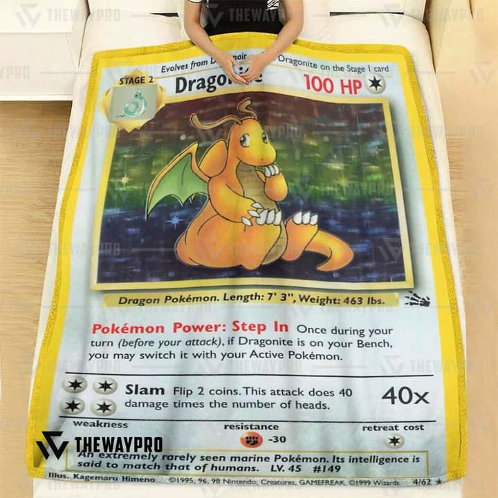 Pokemon-Dragonite-Holo-1St-Edition-Bedding-Set-And-Quilt-Blanket-1
