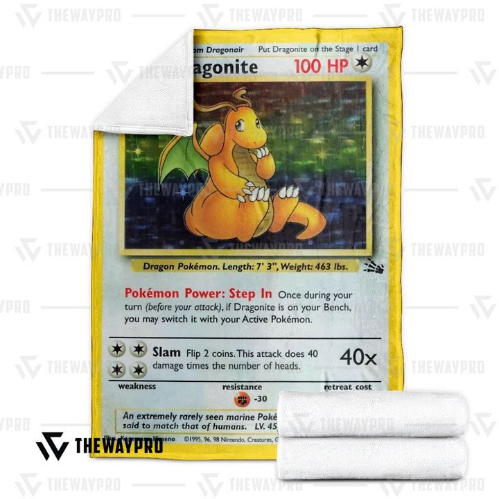 Pokemon-Dragonite-Holo-1St-Edition-Bedding-Set-And-Quilt-Blanket-2