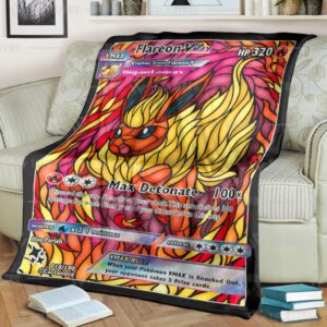 Pokemon Flareon Hybrid Vmax Stain Glass Blanket