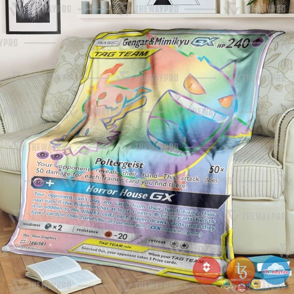 Pokemon Gengar And Mimikyu Gx Blanket Pokemon Gengar And Mimikyu Gx Blanket