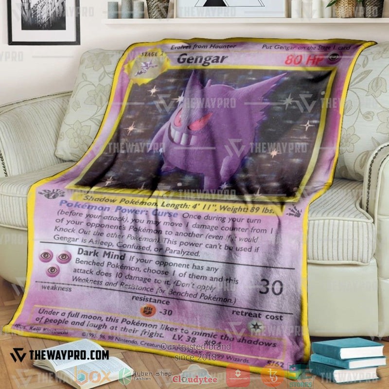 Pokemon Gengar Holo 1St Edition Soft Blanket Pokemon Gengar Holo 1St Edition Soft Blanket