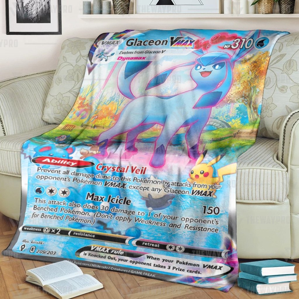Pokemon Glaceon Vmax Evolving Skies Blanket Pokemon Glaceon Vmax Evolving Skies Blanket