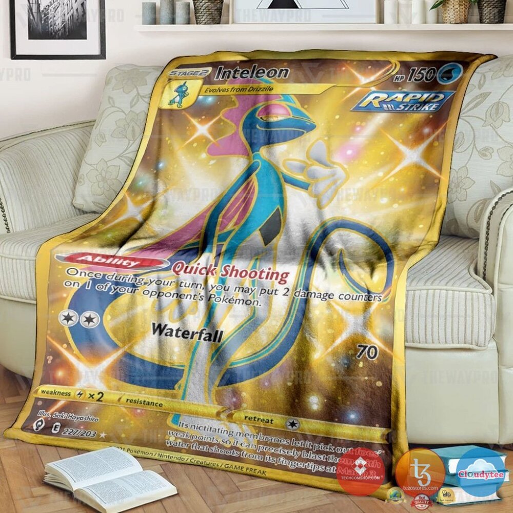 Pokemon Inteleon Evolving Skies Blanket Pokemon Inteleon Evolving Skies Blanket