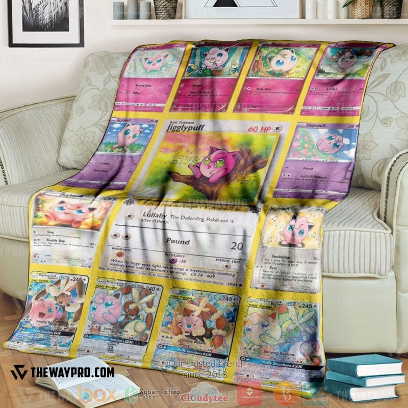 Pokemon Jigglypuff Cards Version 2 Soft Blanket Pokemon Jigglypuff Cards Version 2 Soft Blanket