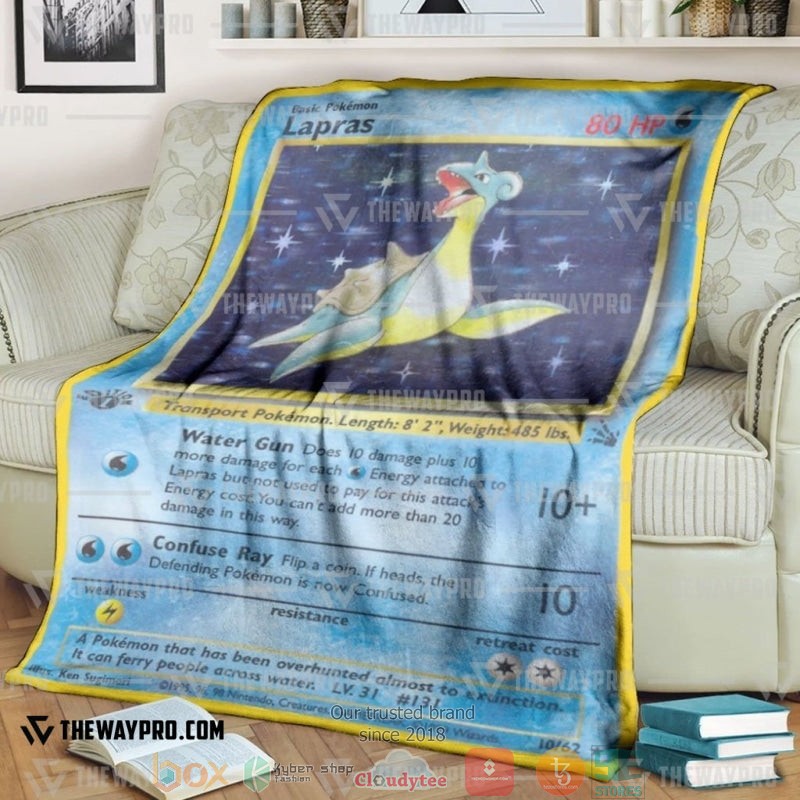 Pokemon Lapras Holo 1St Edition Soft Blanket Pokemon Lapras Holo 1St Edition Soft Blanket