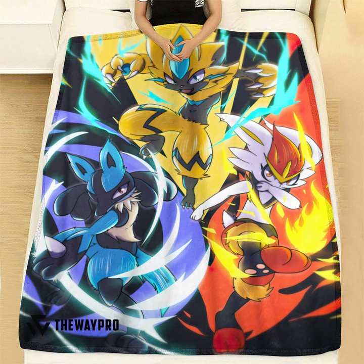 Pokemon-Lightning-Fire-Water-Bedding-Set-And-Quilt-Blanket-1