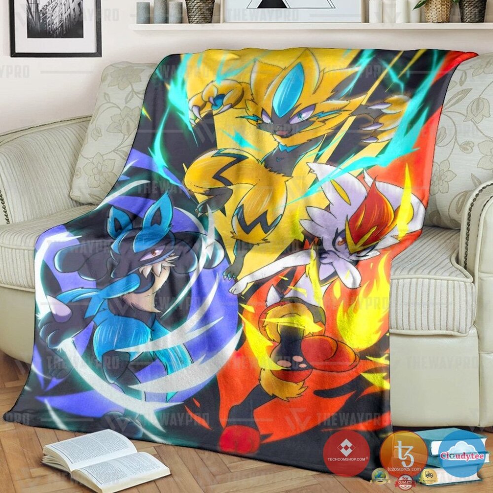Pokemon Lightning Fire Water Blanket Pokemon Lightning Fire Water Blanket