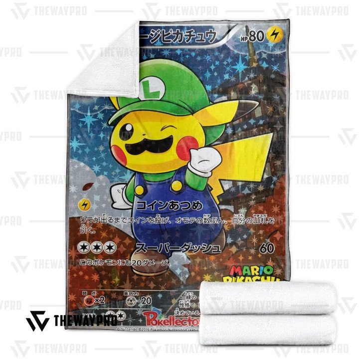 Pokemon-Luigi-Pikachu-Bedding-Set-And-Quilt-Blanket-2