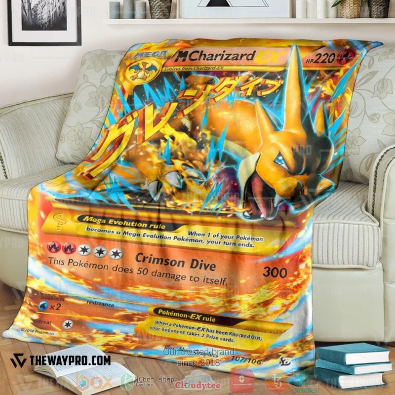 Pokemon M Charizard Ex Flashfire Soft Blanket Pokemon M Charizard Ex Flashfire Soft Blanket
