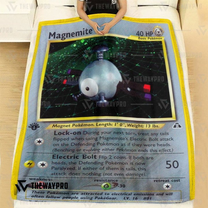Pokemon-Magnemite-Holo-1St-Edition-Bedding-Set-And-Quilt-Blanket-1