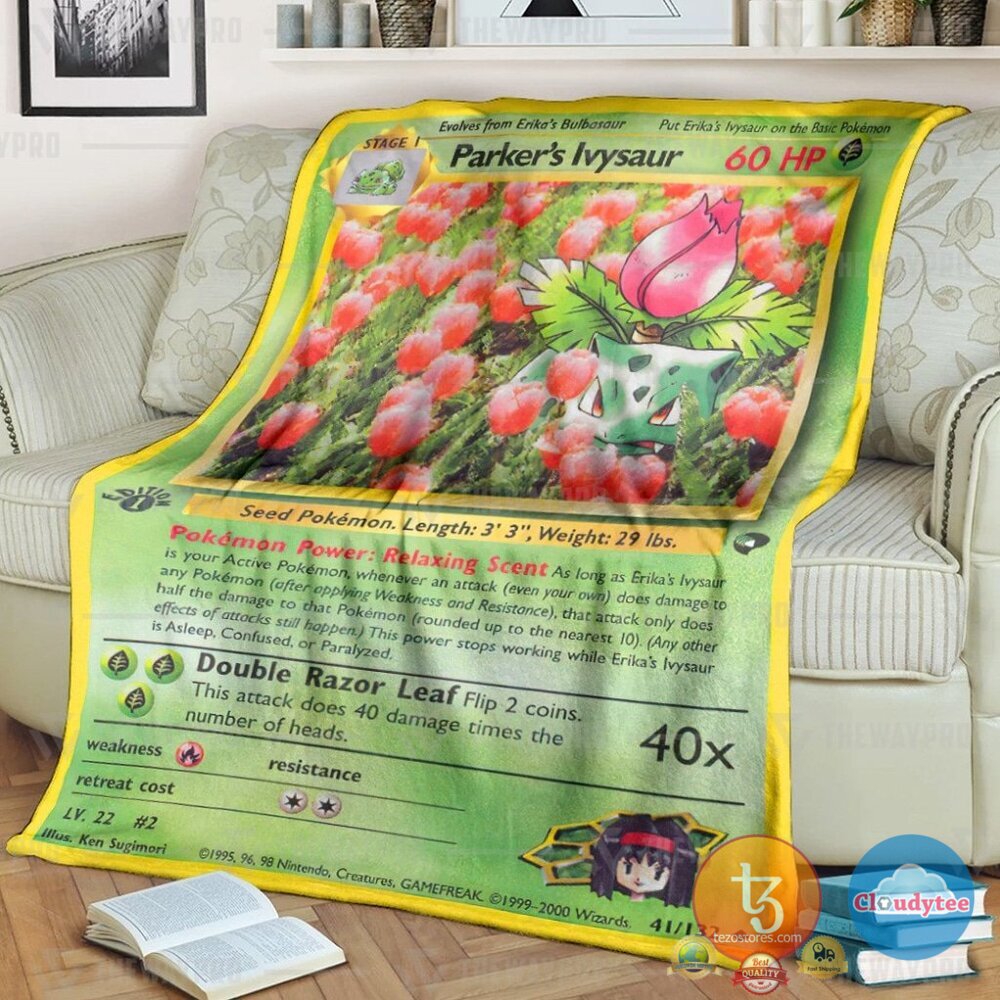 Pokemon Parkers Ivysaur Card Blanket Pokemon Parkers Ivysaur Card Blanket