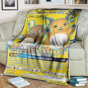 Pokemon Raichu And Alolan Raichu Gx Soft Blanket