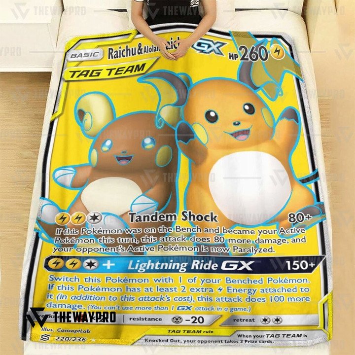 Pokemon-Raichu-With-Alolan-Raichu-Gx-Bedding-Set-And-Quilt-Blanket-1