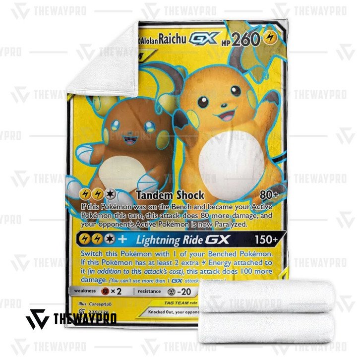Pokemon-Raichu-With-Alolan-Raichu-Gx-Bedding-Set-And-Quilt-Blanket-2