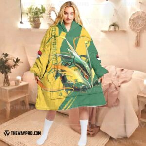Pokemon Rayquaza Fleece Hoodie Blanket