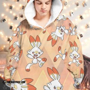 Pokemon Scorbunny Fleece Hoodie Blanket