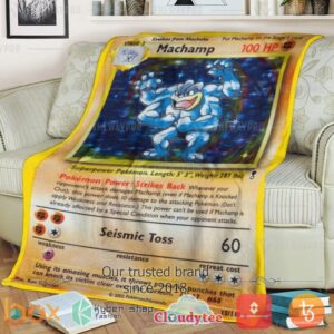 Pokemon Shadowless Holographic Machamp Blanket 3